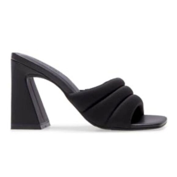 Open Edit Sandals Size 6.5‎ Black Open Toe Block Heel Fabric Upper - Picture 1 of 9